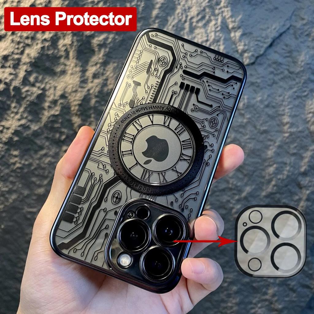 Plating Magnetic Wireless Charge For MagSafe Case For iPhone 14 15 13 12 11 Pro Max Plus Luxury Phone Lens Protector Back Cover