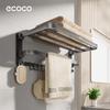 Wall-Mounted Folding Towel Rack with Shelf