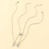 2Pcs Stainless Steel for Butterfly Pendant Necklace European American Personality Friendship Card Heart-shaped Necklace
