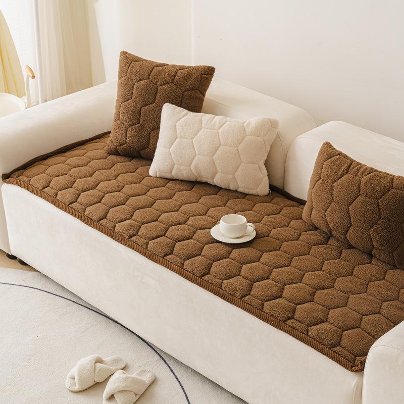 Autumn And Winter Sofa Cover Fabric Solid Anti Slip One-Piece Laying Straight Row Sofa Cushion Cover Skin Friendly And Versatile