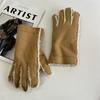 Imitation Wool Finger Gloves Men's and Women's Fashion Suede Wide Mouth Velvet Warm and Cold Gloves Moisture