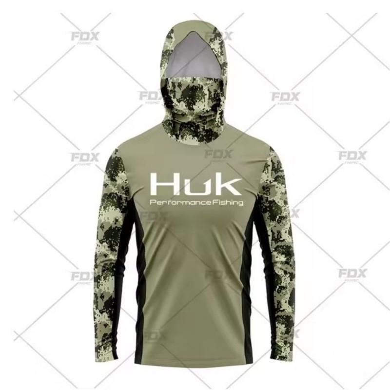 HUK Tuta da Pesca con Cappuccio e Maschera per Sport all'Aperto Leggera Protezione Solare Maniche Lunghe Luya