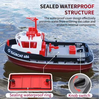 New RC Boat 2.4G Powerful Dual Motor Long Distance Wireless Power Remote Control Tugboat Model Suitable for Boys Gift Children's Toys