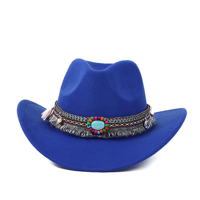 New Western Cowboy Hat Top Hat Jazz Hat Big Brim Ethnic Style Cowboy Felt Hat