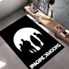 Rock Band Area Rug, Imagine Dragons Band Silhouette Full Moon Minimal White Black Print, Rock Music Decor, Non-Slip Mat
