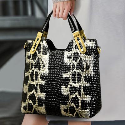 Luxus Mode Schlangenmuster Damen Handtaschen Neu Echtes Leder Große Kapazität Mama Schulter Messenger Bag Tragbare Tragetaschen
