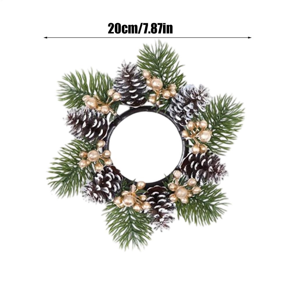 

Christmas Candle Rings Wreaths Mini Christmas Candle Wreath With Red Berries Candle Holder Garland Cabinet Decor For Holiday