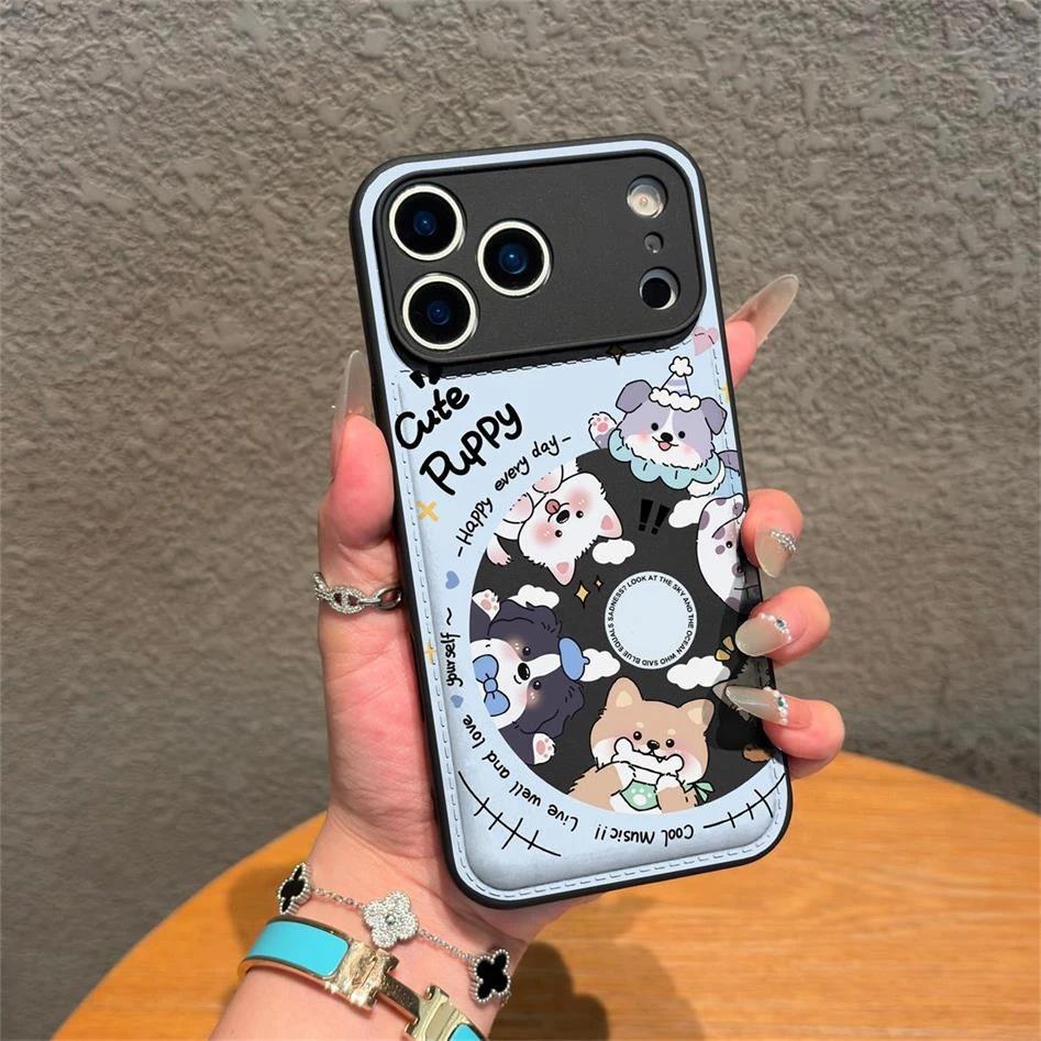 Cute Creative Puppy Record Suitable for iPhone16/17 Mobile Phone Case Apple 15Pro Candy Air Cushion 14plus
