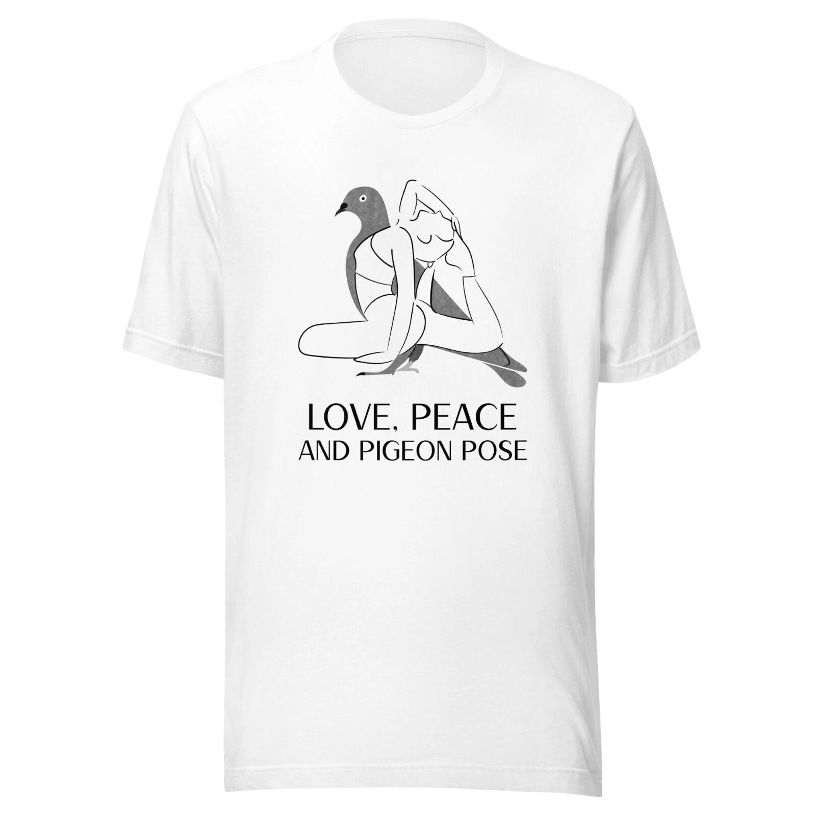 Love Peace And Pigeon Pose Unisex Classic T-Shirt Yoga Themed Tee XL