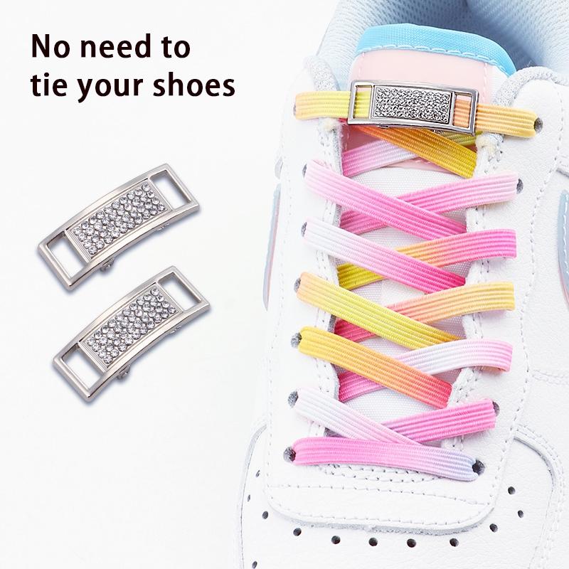 No Tie Shoe Laces Diamond Lock Shoelaces Without Ties Glitter Elastic Laces Sneakers Tennis Flat Shoelace Shoes Accessories