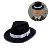 Cosplay Flat Top Hat Black Fedora Jazzs Hat Musical Festival Costume Accessories