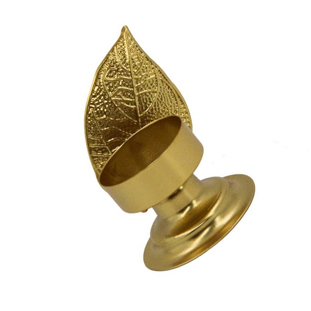 Golden Iron Tealight Candle Holder for Elegant Dining Room and Weddings Centerpieces Metal Leaf Shape Candlestick Stand