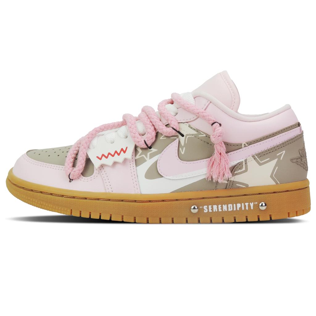 Jordan Air Jordan 1 Star Track Low Top Vintage Basketball Shoes Women's Brown Pink DC0774-601(Team128-)