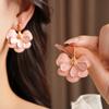 Double Layer Dripping Oil Flower Stud Earrings Sweet Elegant Pink Petal Enamel Ear Studs Fancy Dating Wedding Jewelry Gifts K1