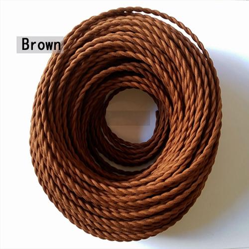 

0,75 мм*2 жильный электрический медный провод винтажный витой тканевый кабель плетеный 2 шнура текстильный кабель подвесной светильник шнур Эдисона освещение 5m коричневый