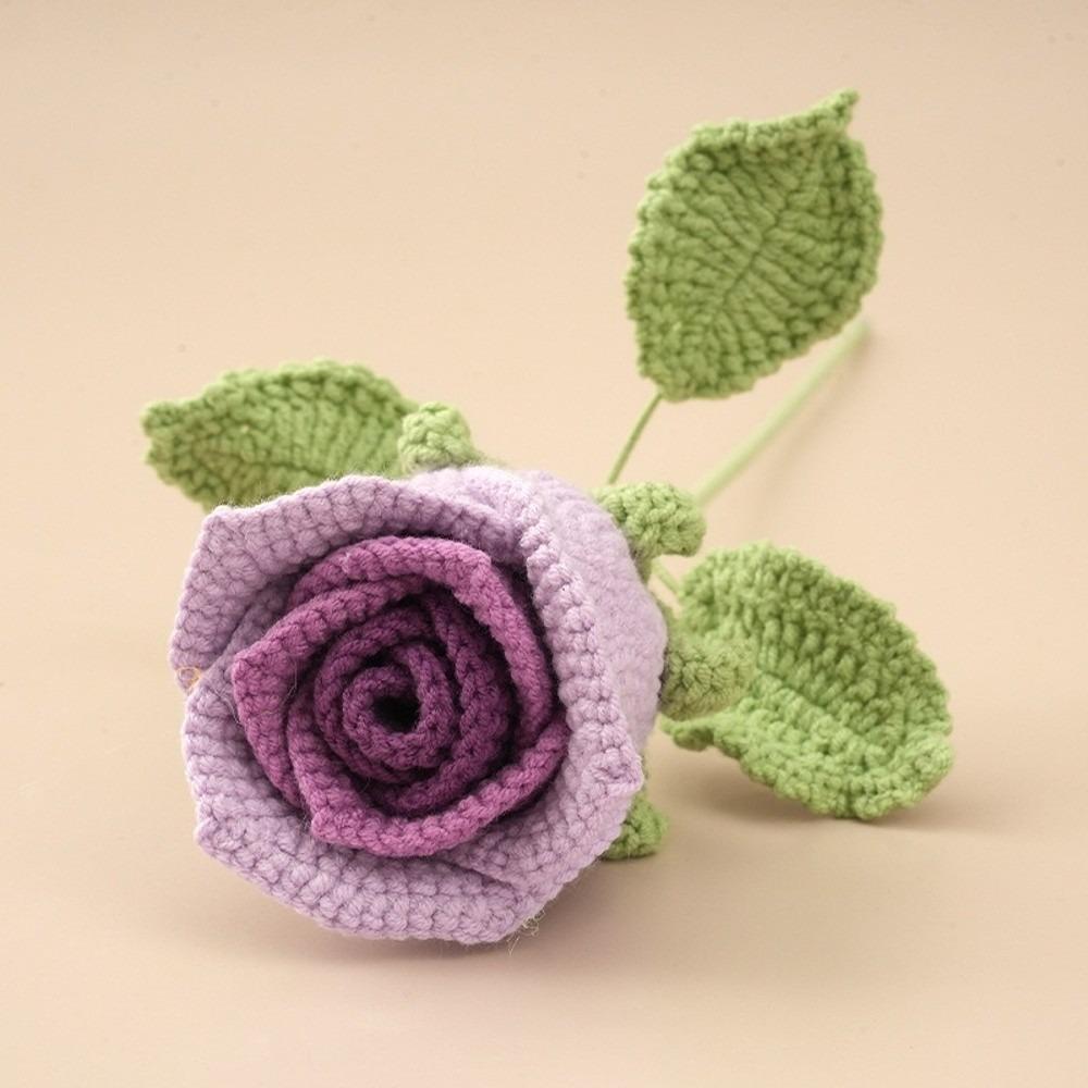 Handmade Crochet Bouquet 45cm Length Knitting Flowers Creative Crochet Flowers Wedding Gift