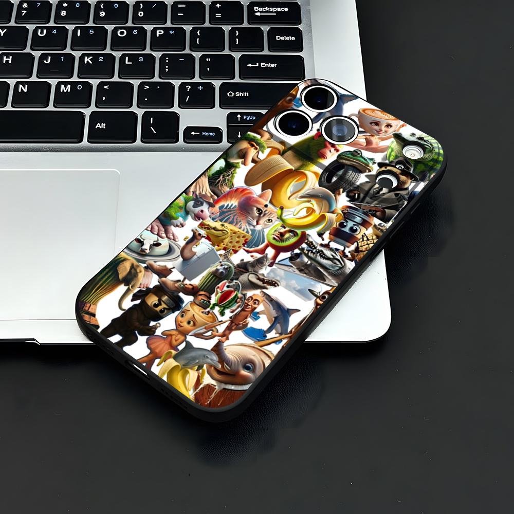 Animals Italian Brainrot Phone Case For IPhone 17 Air 16 E Pro Max 15 14 13 Mini 12 Pro 11 Max Plus Black Soft Shell