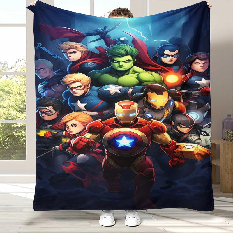 Marvel Avengers Spider Man Cartoon Flannel Blanket,Ultra Soft Warm Plush Throw for Home Bedroom Bed Sofa Cover Office Picnic