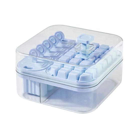2-in-1 Ice Cube Tray with Lid Easy Push Release Ice Mold for DIY Popsicles Leakproof Freezer Container for Summer Drinks