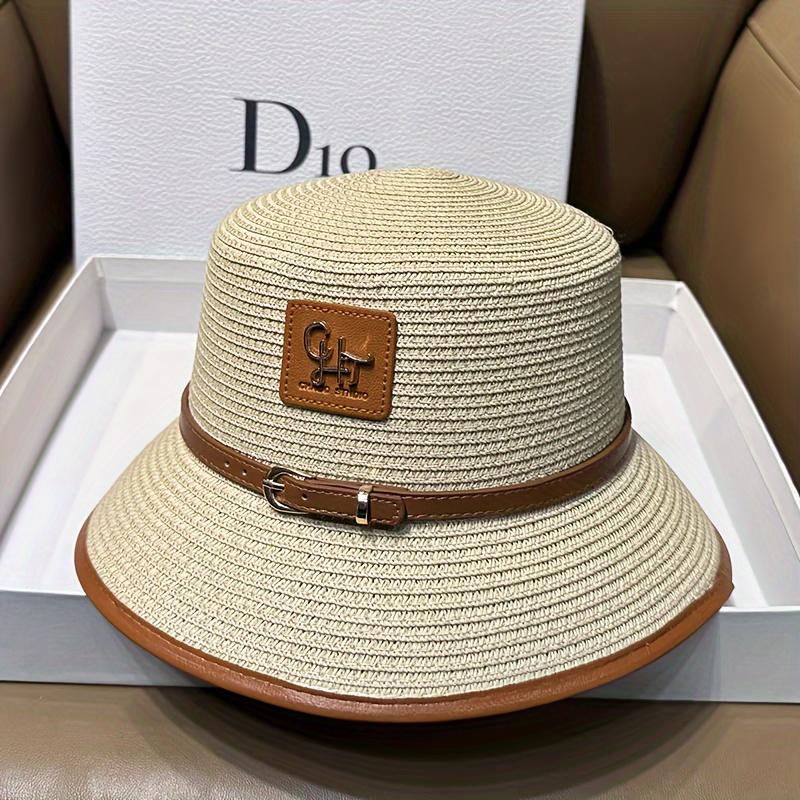 

Женская летняя солнцезащитная дышащая соломенная шляпа-ведро, винтажный стиль, универсальная повседневная кепка рыбака, шляпа от солнца