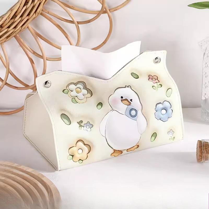 Cute Cartoon Tissue Box, Modern Simplicity, Living Room Fashion Decoration, Household Portable Creative Table Leather Paper Box,