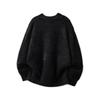 Men's Faux Mink Fur Knit Sweater, Retro-Style, Solid Color, Round Neck, Spring Fashion.