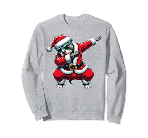 Dabbing Pit Bull Dog Merry Christmas Party Boys Girls Kids Sweatshirt