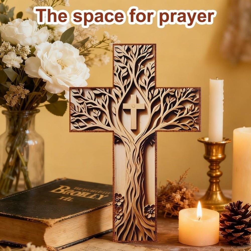 Baptism Gifts Wooden Wooden Cross 3D Design Hanging Plaque Wall Cross Handcrafted Cross Wall Decor Church Decor