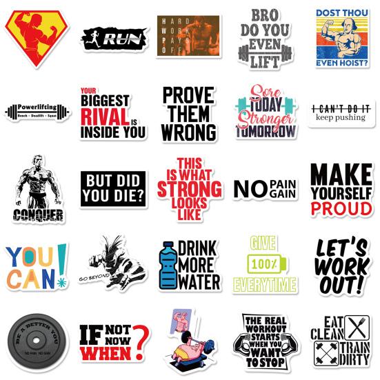 50Pcs/Bag Motivational Stickers Adorable Appearance Ornamental Anti-fade Convenient Inspirational Cup Vinyl Stickers Gym Decor