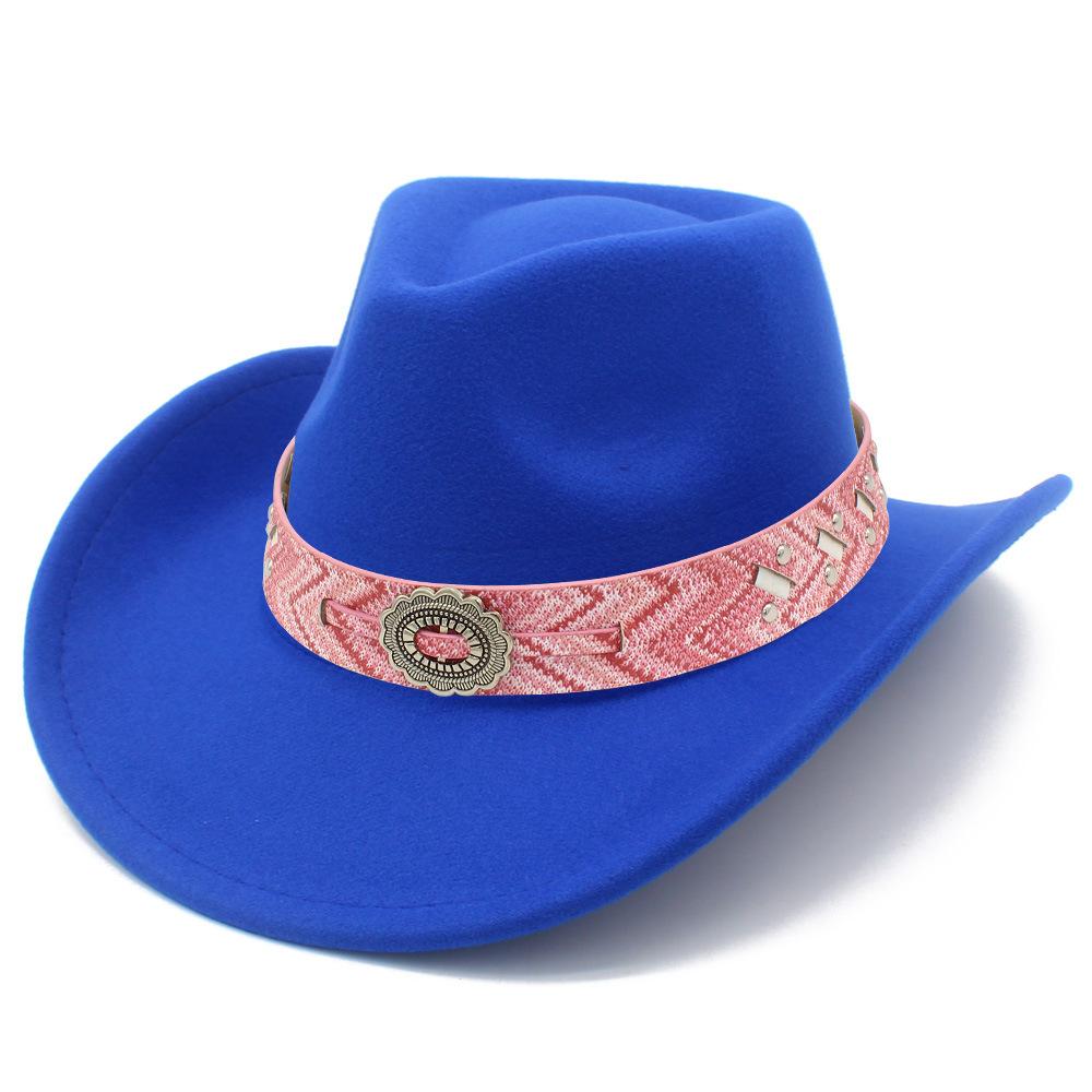 European and American retro style western cowboy hat female elegance crimping design party top hat fashion literary jazz hat