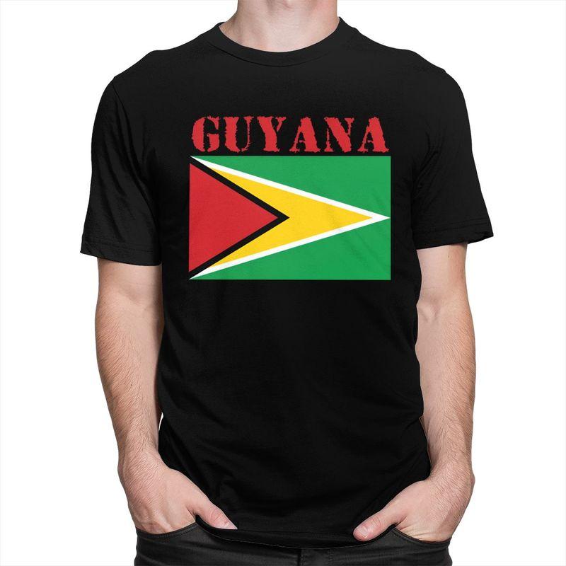Custom Male Guyana Flag T Shirt Short Sleeves Cotton Tshirt Classic Tshirt Casual Tee Slim Fit Clothing