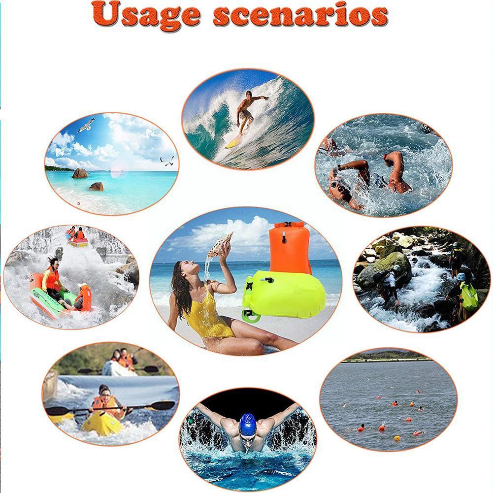 Outdoor Safety Swimming Buoy Swim Float Bag with Waist Belt PVC Lifebelt Storage Bag for Water Sports Waterproof Multi-func L1N6