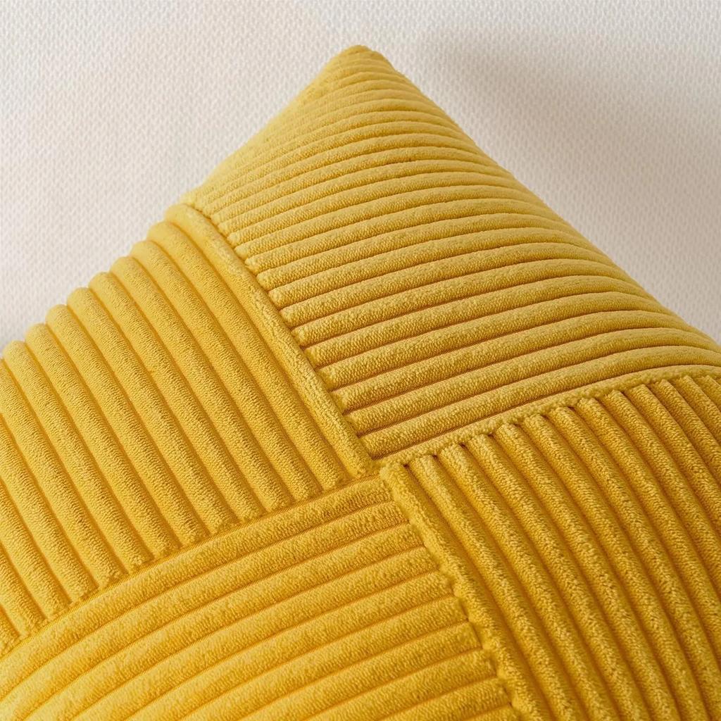 Gelber Strukturierter Lendenkissenbezug Cord Boho Kissenbezüge Schlafzimmer Sofa Bauernhaus 40x40CM Kissenbezug für Sofa Wohnzimmer