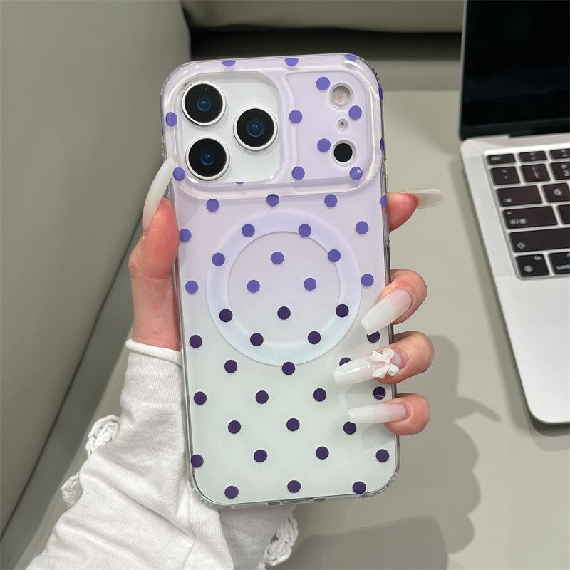 iPhone 17 Pro Max Gradient Polka Dot Magnetic Case with Drop Protection, Compatible with 15/16, Double Layer for 13/14
