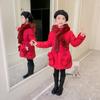 Winter Girls Jacket Warm Windproof Outerwear Hooded Zipper Fur Collar Princess Coat Kids Clothes