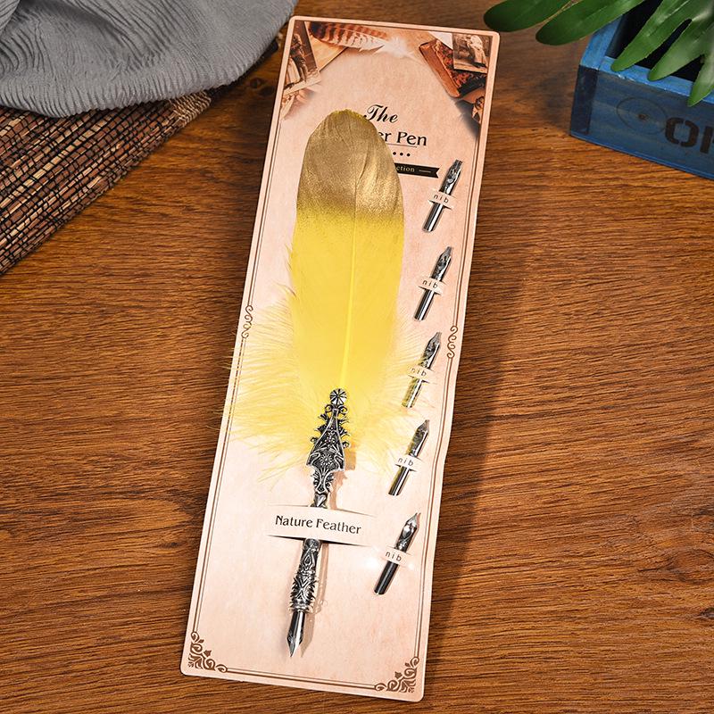 Creative Feather Dip & Fountain Pen Set - Stainless Steel Business & Birthday Gift