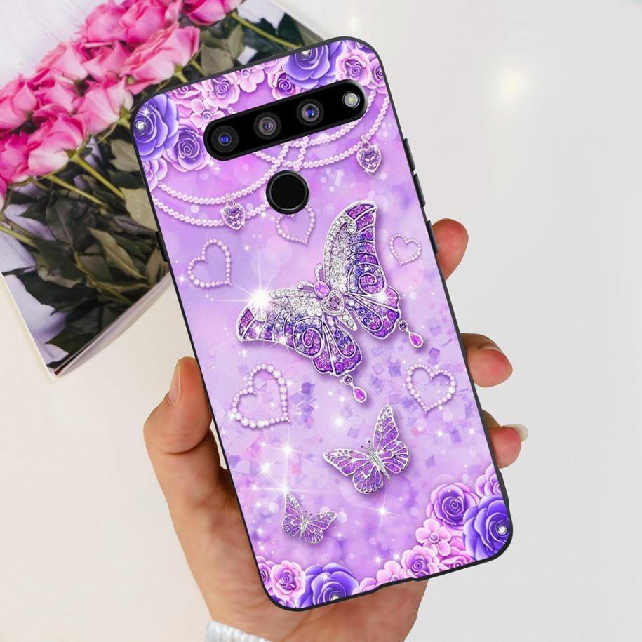 For LG V50 ThinQ 5G Case LM-V500EM Phone Cover Fashion Flower Butterfly Soft Silicone Back Cover For LG V40 V50s Thinq 5G Bumper