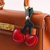 Creative Cherry Keychain Leather Fruit Double Heart Key Chain Pendant Bag Ornament Accessories for Car Key Bag Purse