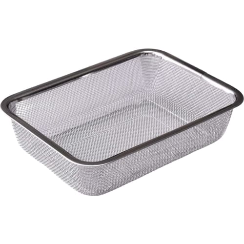 Ernest [Made in Japan] Deep, Square Colander (1/2 Size) 18-8 Stainless Steel, Drains Water, Rinses Hot Water, Washes Rice, Removes Sand, and Drains Oi