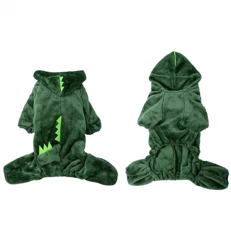 Pet Dog Clothes Dinosaur Shape Warm Fleece Jumpsuits for Small Medium Dogs Puppy Hoodies Chihuahua Yorkshire Costume Coats