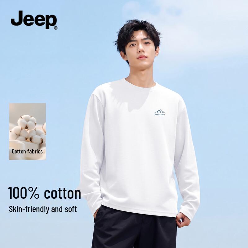JEEP Men's Heavyweight 220G Pure Cotton Long Sleeve Tee