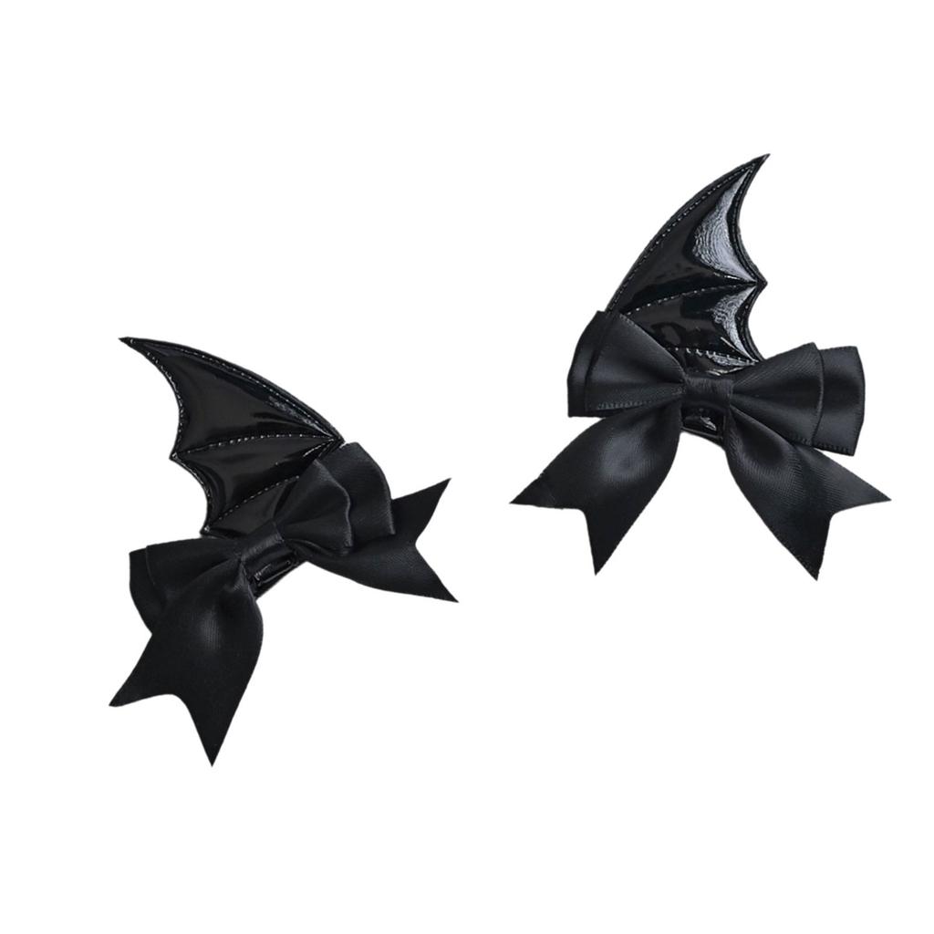 Novelty Bat Wing Devil Hair Clip for Adult Kids Cosplay Party Headwear Halloween Hairpin Set for Costume Parties 2PCS