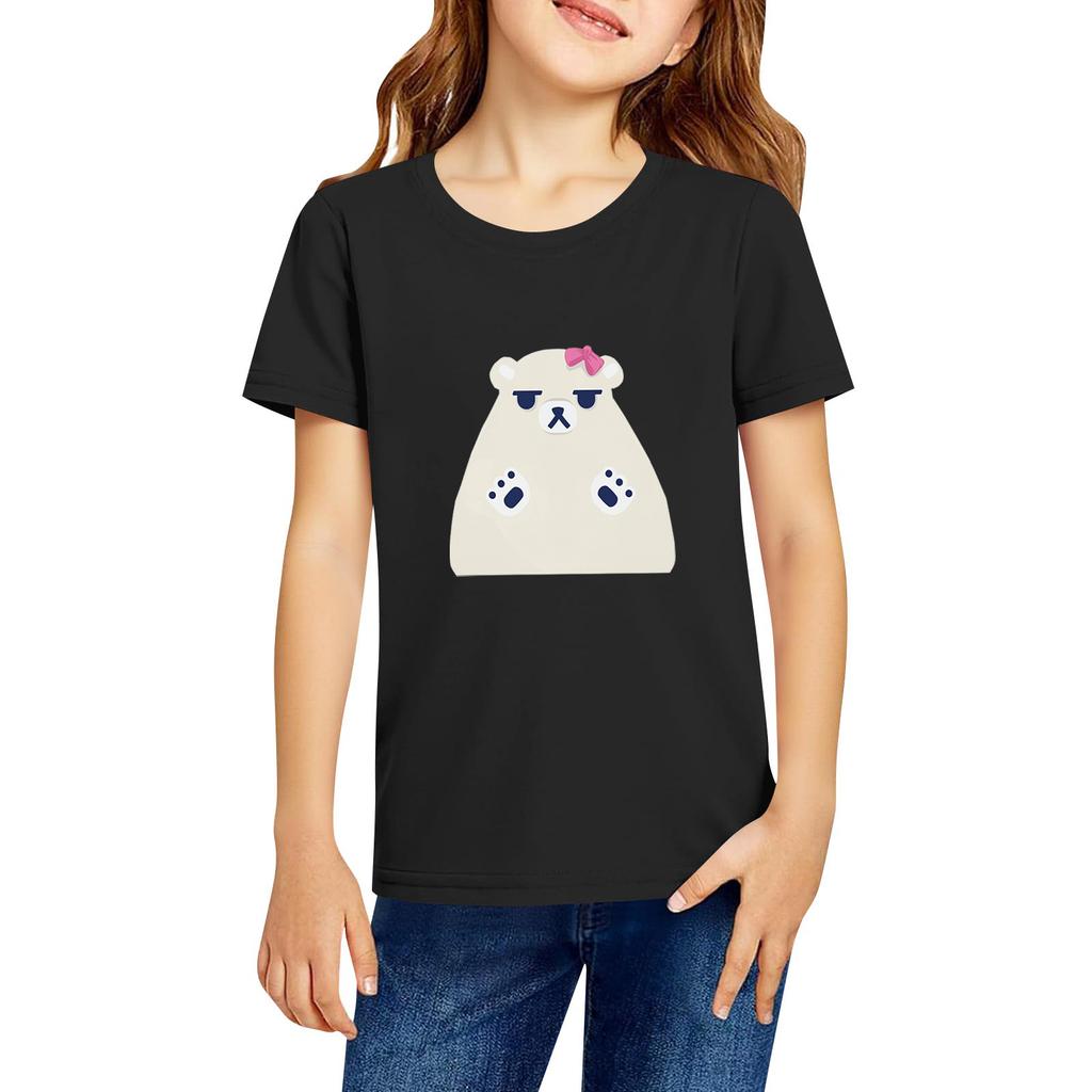 Fashionable Round Neck Short Sleeve Work Clothes Printed Tops For KID Summer Tops