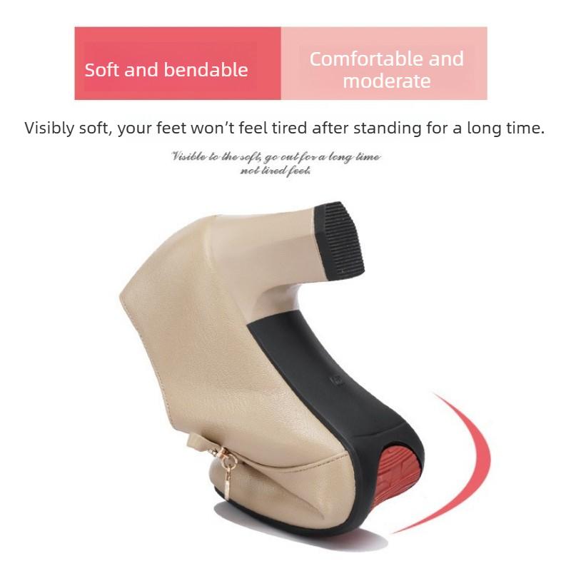 Stylish Pointed-toe Single Shoes with Side Zipper, Versatile and Elegant Women's Shoes for Spring and Autumn