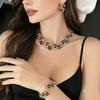 Collar, pendientes y pulsera de moda de color caramelo transfronterizos europeos y americanos, conjunto de joyería de boda con diamantes brillantes exquisitos, joyería de estilo de corte