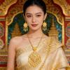 Thai Gold Plated Jewelry Set Ethnic Women Jewelry Suit Delicate Necklace Earrings Set  Party