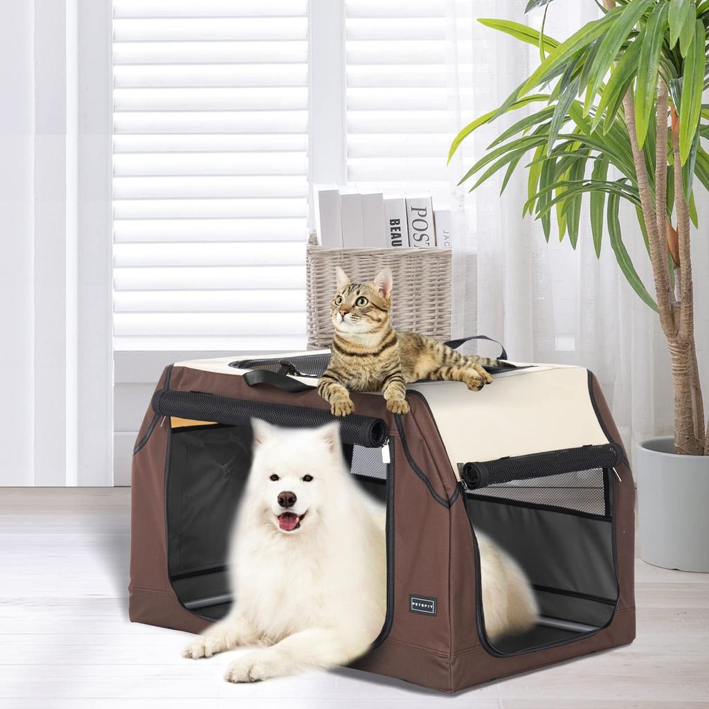 Petsfit Soft Crate Pet Cage Great for Dog Crate for Foldable Pet Suitable for Cats and Easy Removable 3 Access Unexpected 61L x 46W x 43H [Sloped