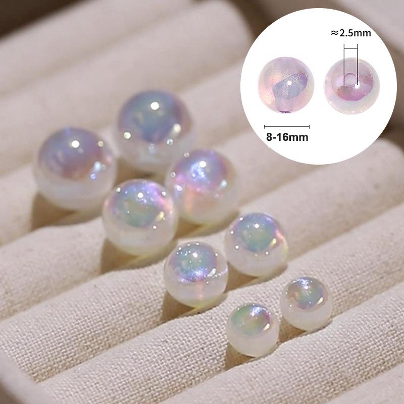 

100pcs 8-16mm Pearlescent Luminous Beads Acrylic Loose Beads DIY Earrings Bracelet Crafts Jewelry Making Accessories Wholesale 8mm