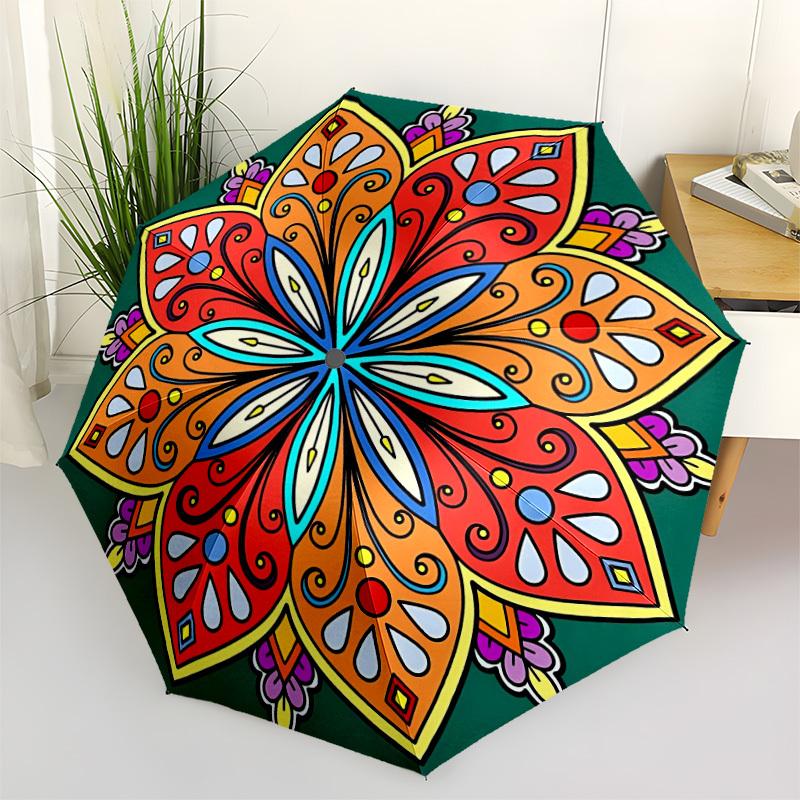 

1pc Colorful Mandala Design Automatic Folding Umbrella. casual outdoor accessory, for all seasons yy250924069