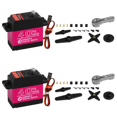 Two High Torque 40KG Digital RC Servo, DS3240MG Stainless Steel Full Metal Gear Waterproof Steering RC Servo for 1/8 and 1/10 Scale Baja RC Cars, Craw